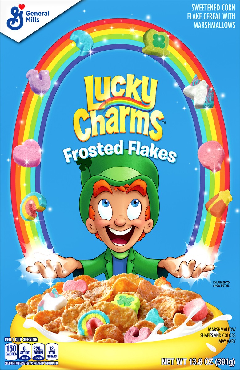 slide 1 of 10, Lucky Charms Sweetened Marshmallows Frosted Flakes 13.8 oz, 13.8 oz