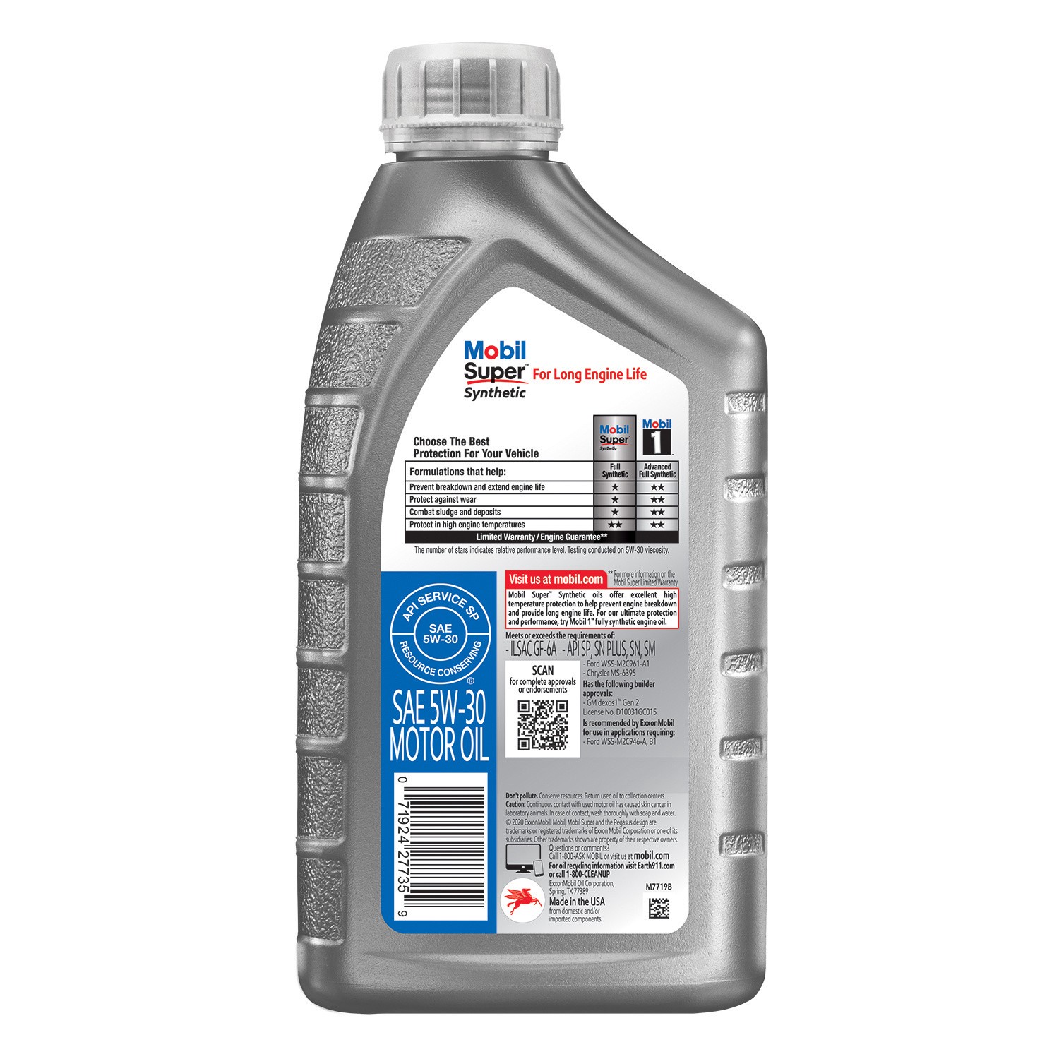 slide 6 of 7, Mobil Super Synthetic Motor Oil 5W-30, 1 Quart, 1 qt