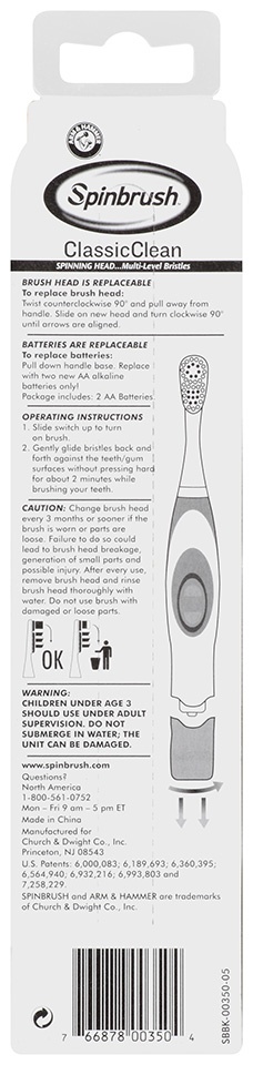 slide 8 of 8, ARM & HAMMER Spinbrush - Classic Clean, 1 ct