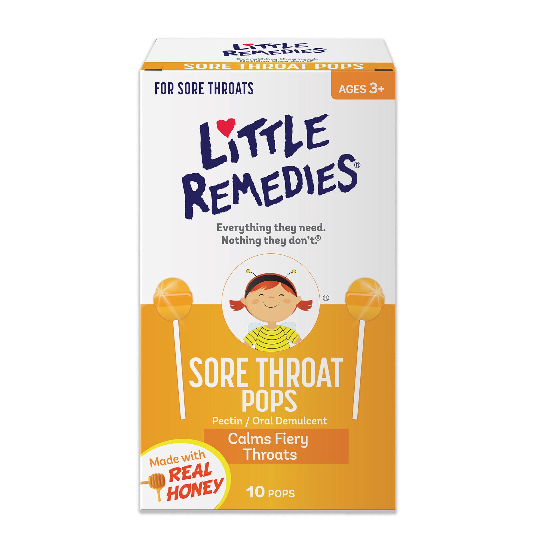 slide 1 of 10, Little Remedies Sore Throat Pops, Made With Real Honey, 10 Count, 10 ct