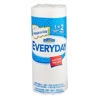 slide 1 of 1, Hill Country Fare Everyday Invent-A-Size Double Roll Paper Towels, 1 ct