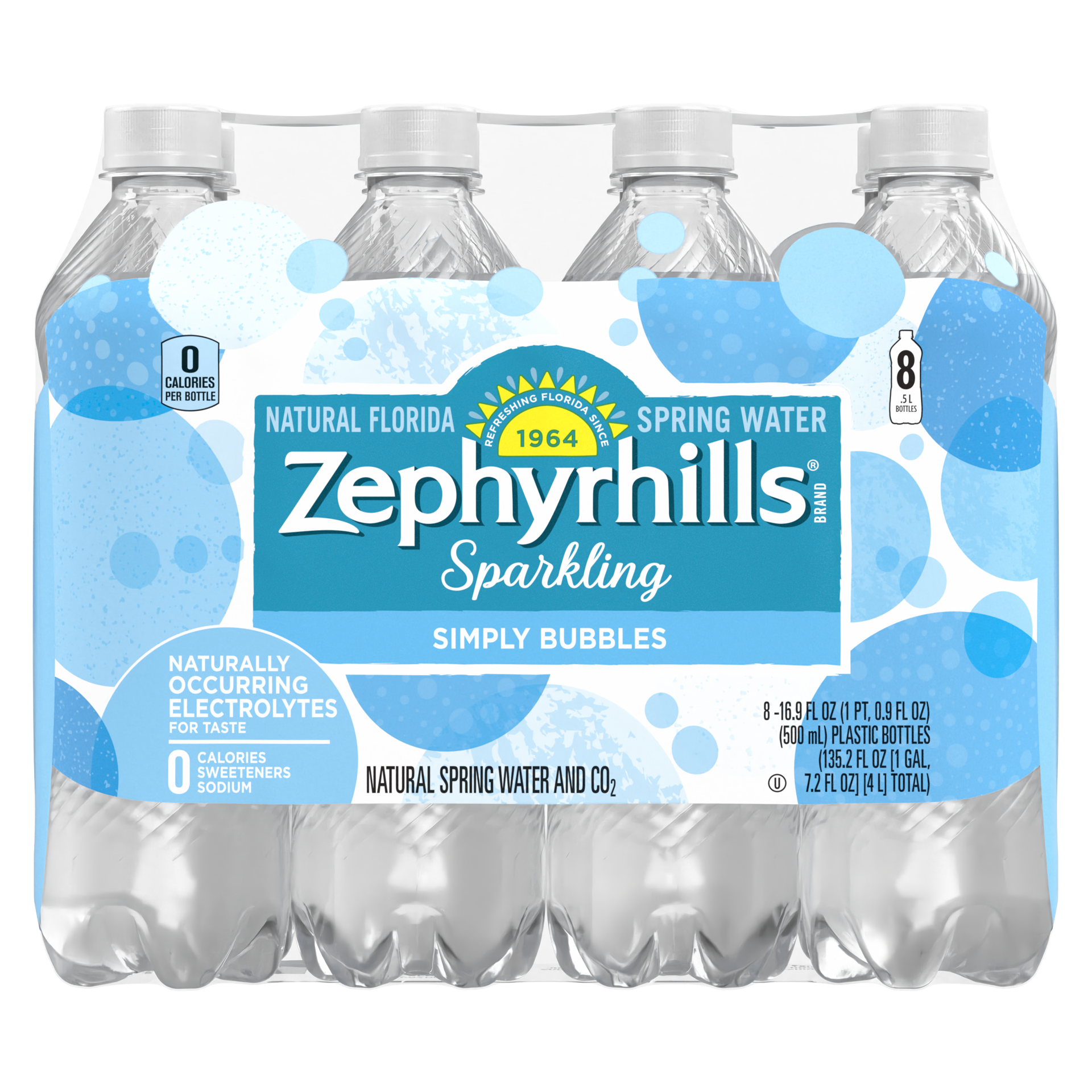 slide 5 of 5, Zephyrhills Sparkling Water, Simply Bubbles, 16.9 oz. Bottles (8 Count), 16.9 fl oz