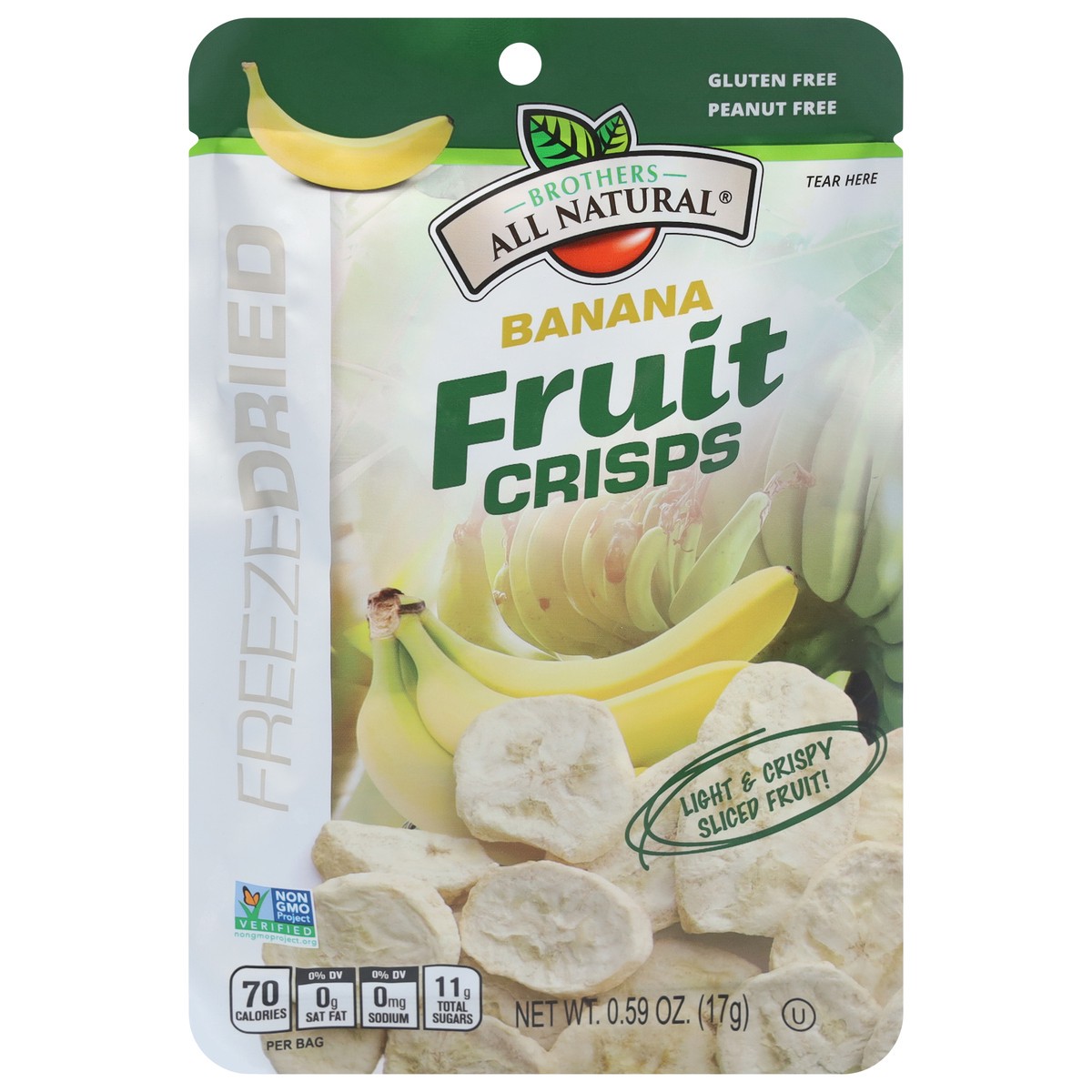 slide 1 of 9, Brothers All Natural Freeze Dried Banana Fruit Crisps 0.59 oz, 0.35 oz