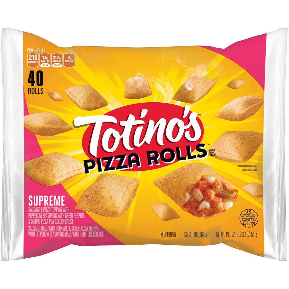 slide 1 of 1, Totino's Supreme Frozen Pizza Rolls, 40 ct; 19.8 oz