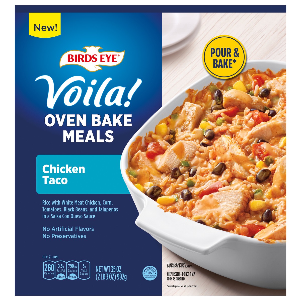 slide 1 of 12, Birds Eye Voila! Oven Bake Meals, Chicken Taco Frozen Meal, 35 OZ Bag, 35 oz