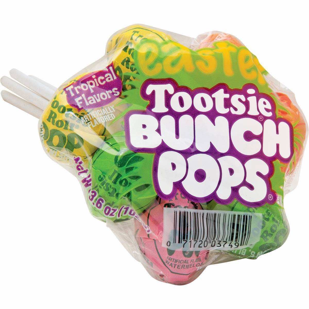 slide 1 of 7, Tootsie Bunch Pops Tropical Flavors Easter, 3.6 oz