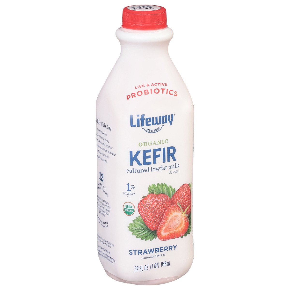 slide 5 of 9, Lifeway Organic 1% Milkfat Strawberry Kefir 32 fl oz, 32 fl oz