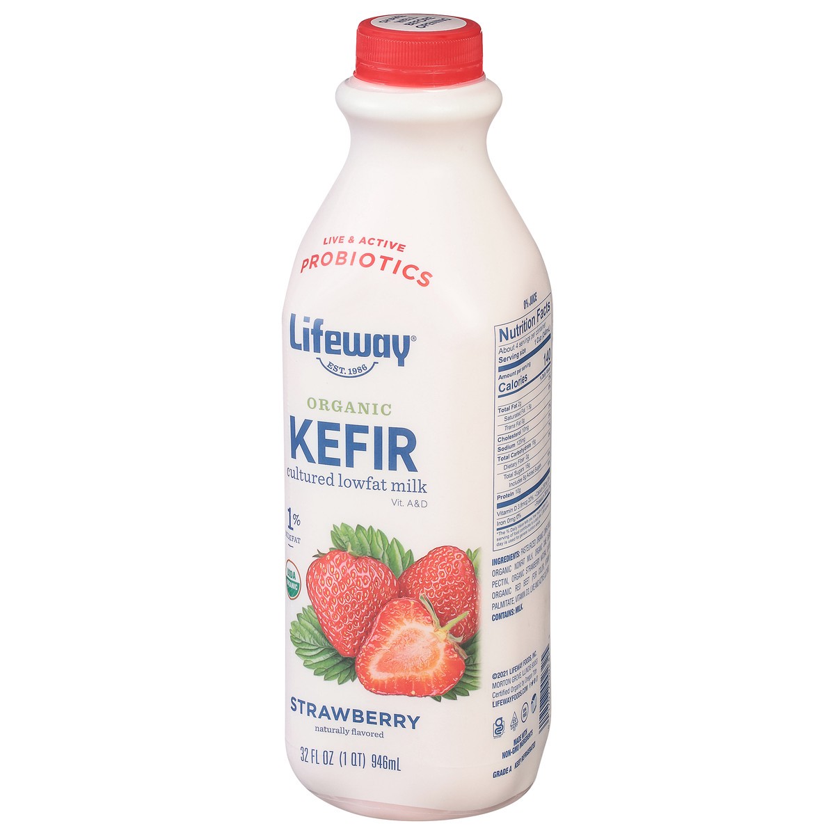 slide 2 of 9, Lifeway Organic 1% Milkfat Strawberry Kefir 32 fl oz, 32 fl oz