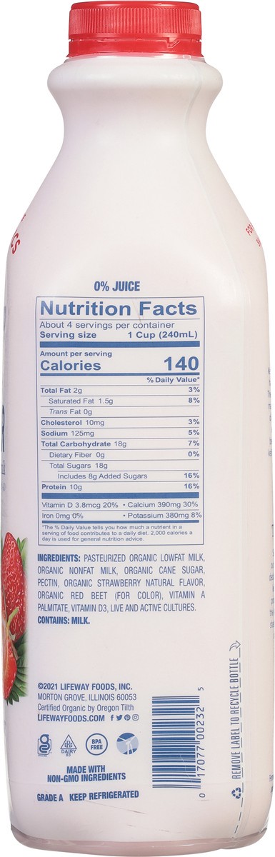 slide 3 of 9, Lifeway Organic 1% Milkfat Strawberry Kefir 32 fl oz, 32 fl oz