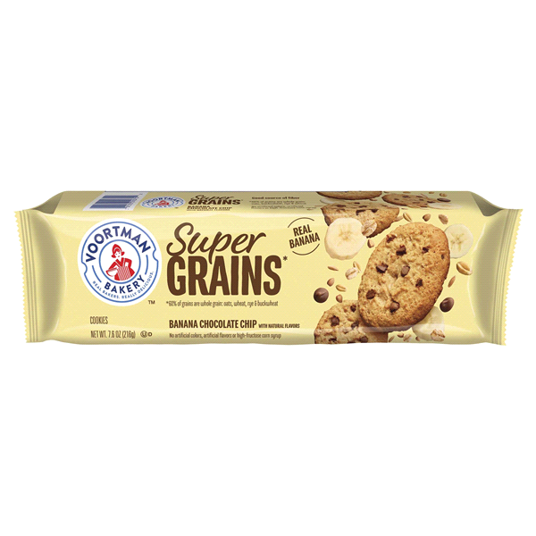 slide 1 of 1, Voortman Bakery Super Grains Banana Chocolate Chip Cookies, 7.6 oz