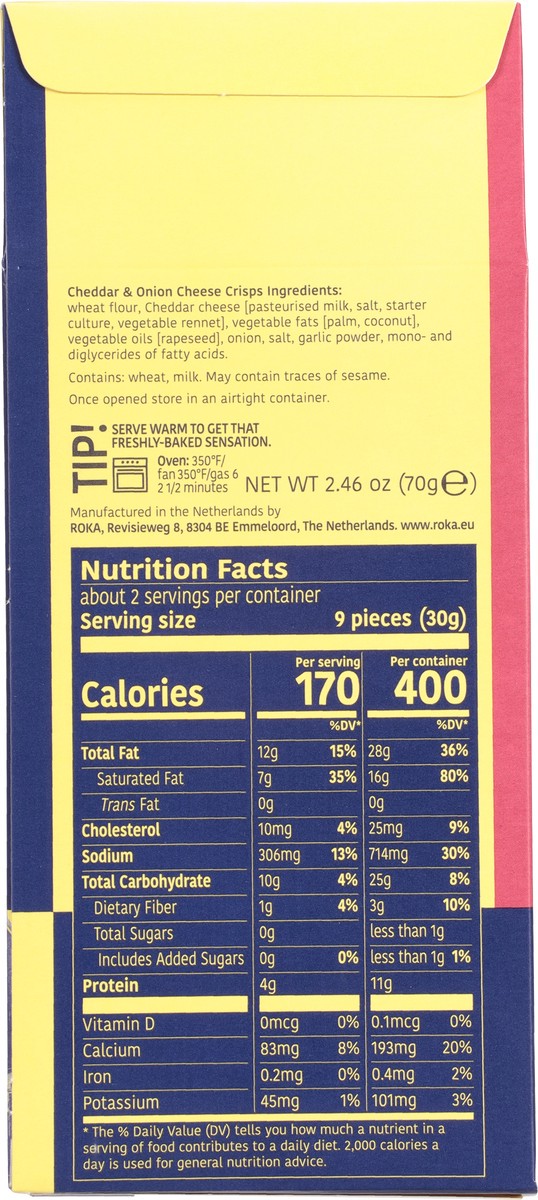 slide 5 of 9, Roka Crisps Cheddar Onion, 2.46 oz