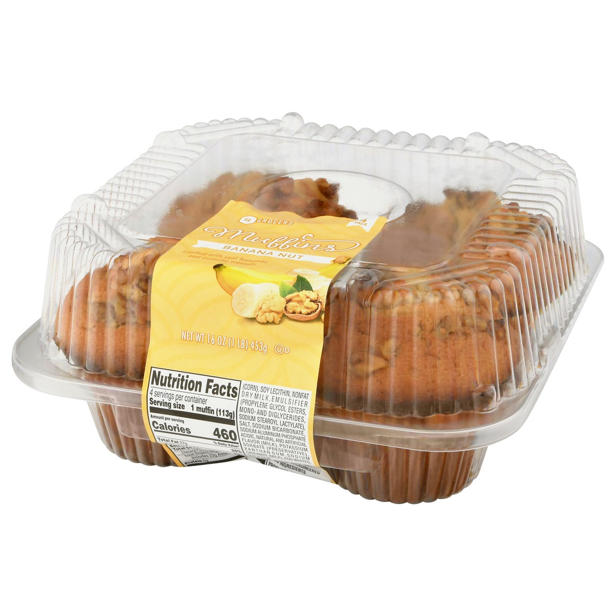 slide 5 of 13, SE Grocers 4 Pack Banana Nut Muffins, 4 ct