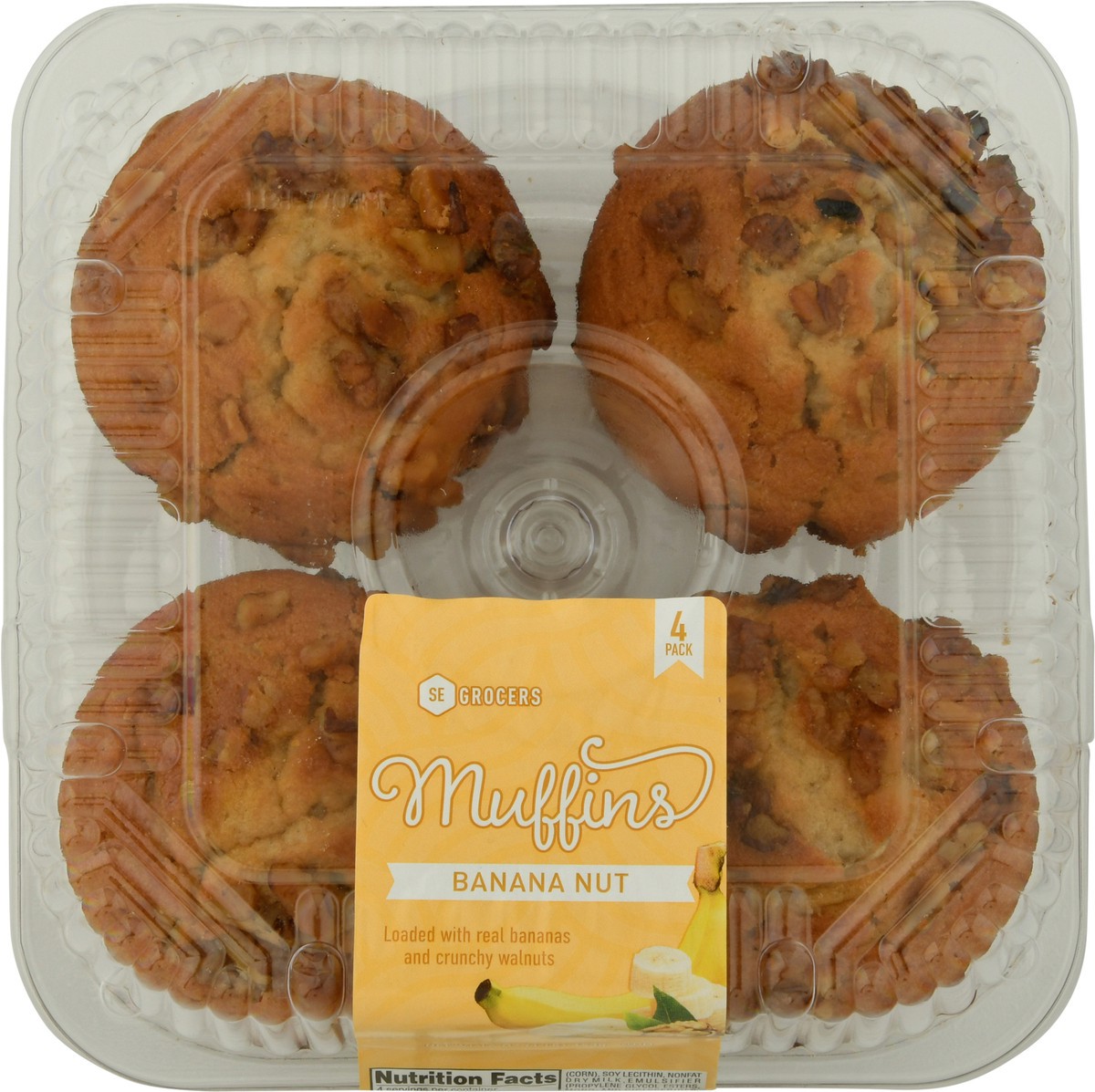 slide 8 of 13, SE Grocers 4 Pack Banana Nut Muffins, 4 ct