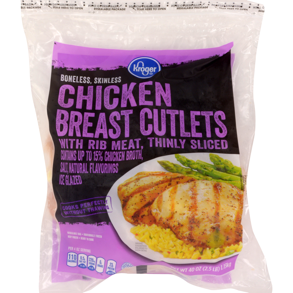 slide 2 of 2, Kroger Thin Sliced Chicken Breast Cutlets, 2.5 lb