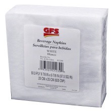 slide 1 of 1, GFS White Beverage Napkins, 50 ct