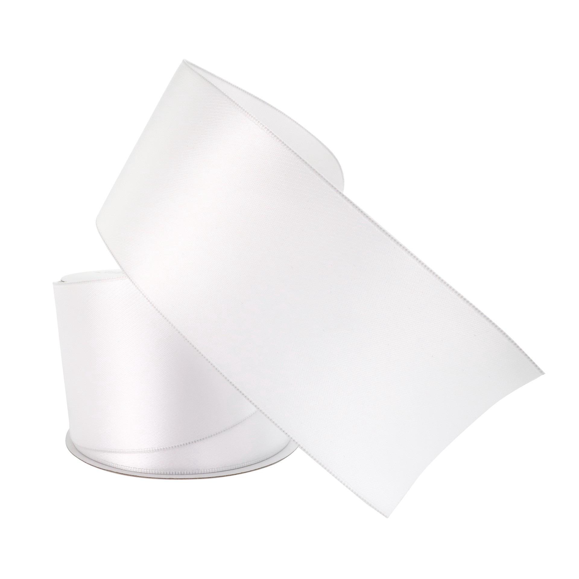 slide 2 of 4, 2.5" X 10yd. White Satin Wired Ribbon By Celebrate It Specialty, 2.5 in x 10 yd
