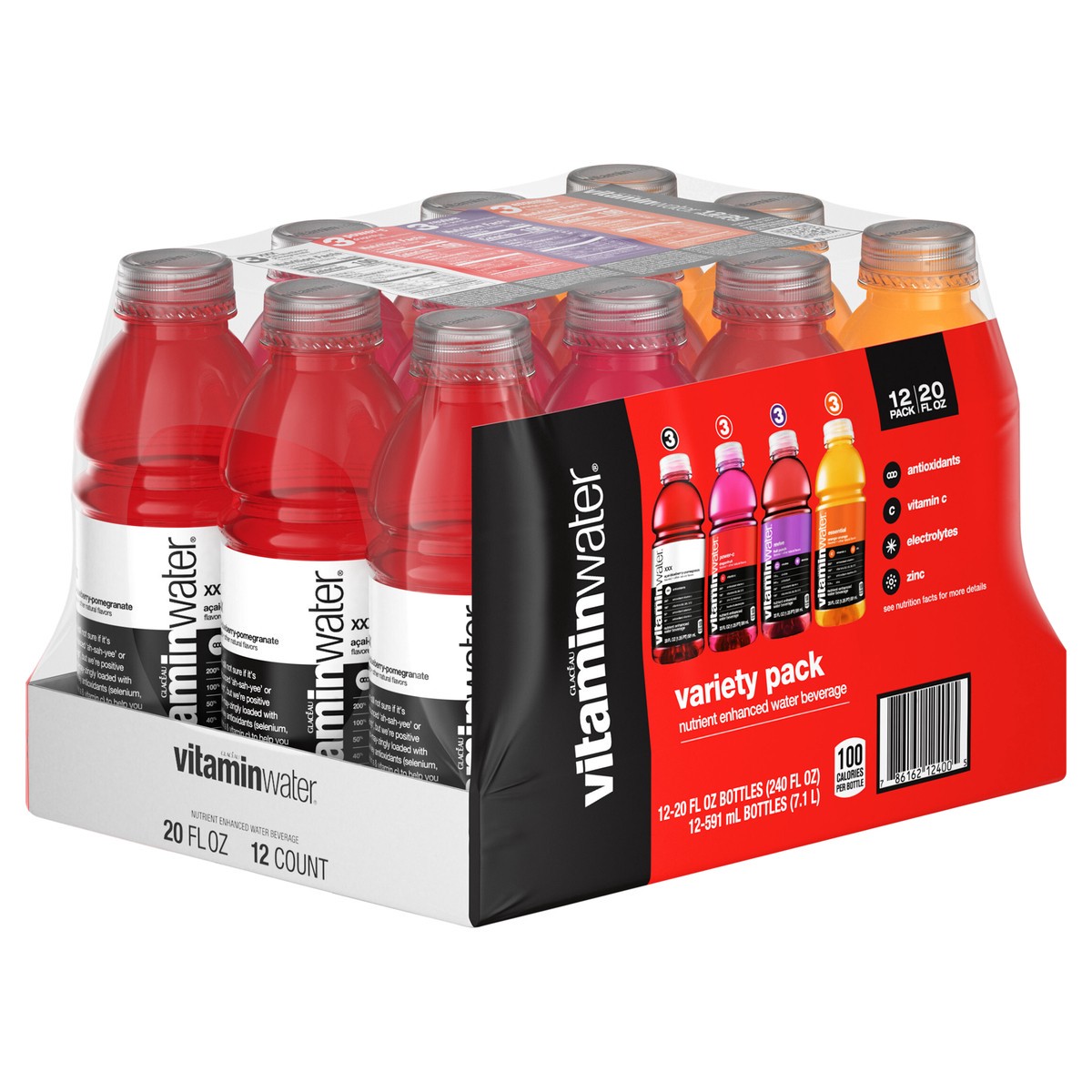 slide 3 of 9, vitaminwater variety pack nutrient enhanced water w/ vitamins, 20 fl oz, 12 Pack,, 