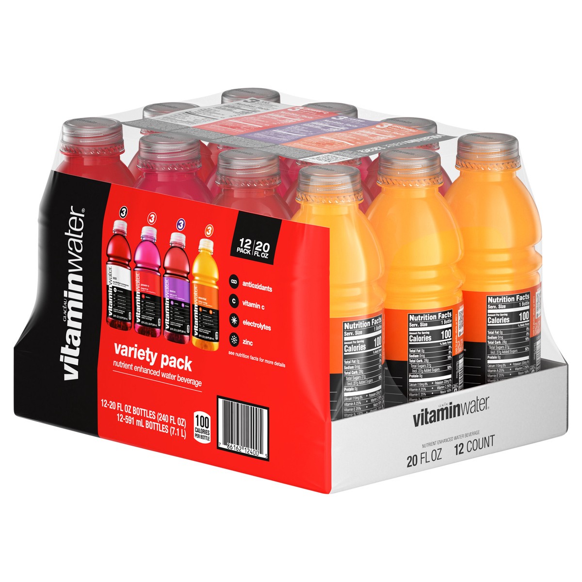 slide 4 of 9, vitaminwater variety pack nutrient enhanced water w/ vitamins, 20 fl oz, 12 Pack,, 