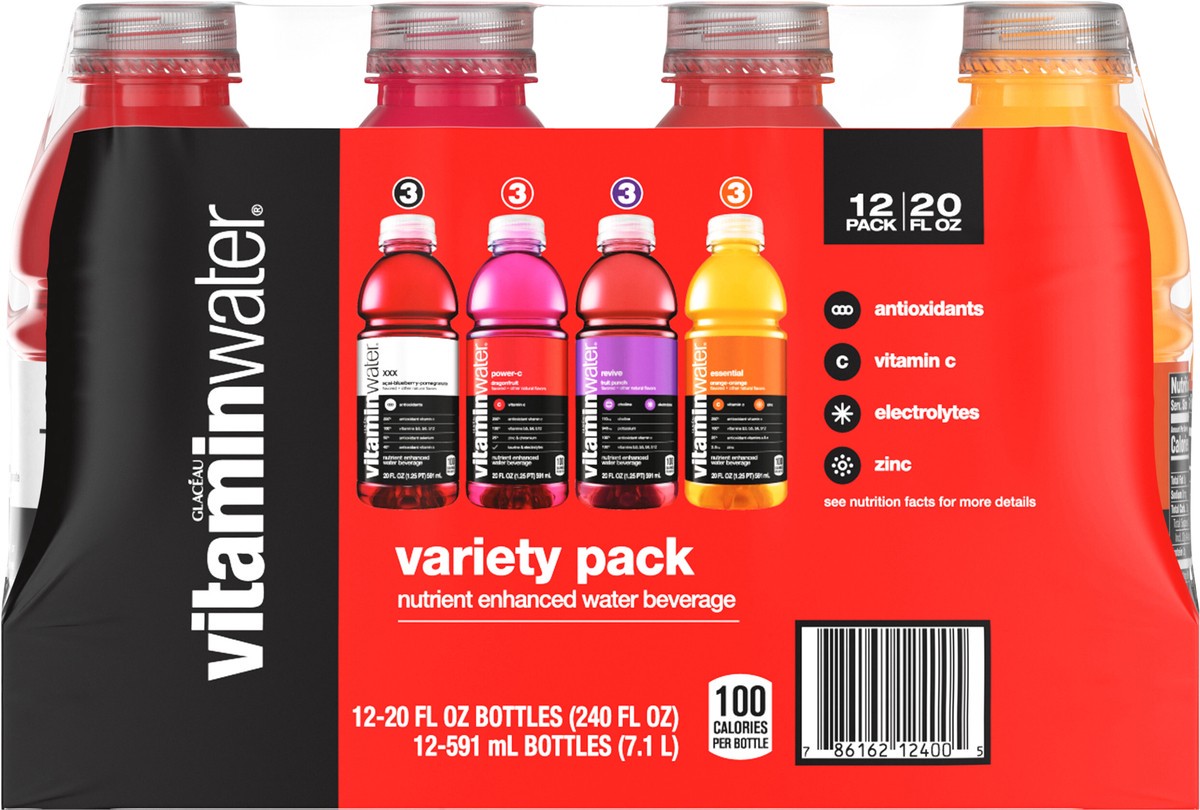 slide 6 of 9, vitaminwater variety pack nutrient enhanced water w/ vitamins, 20 fl oz, 12 Pack,, 