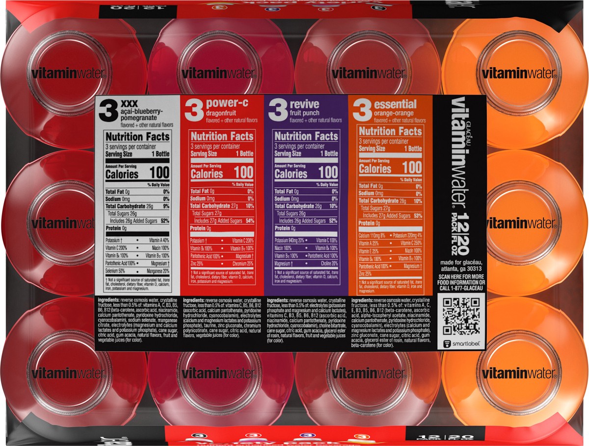 slide 9 of 9, vitaminwater variety pack nutrient enhanced water w/ vitamins, 20 fl oz, 12 Pack,, 