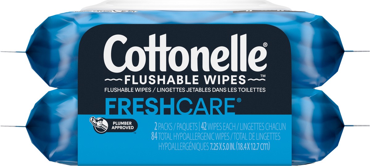 slide 7 of 9, Cottonelle Flushable Wet Wipes - 2pk/42ct, 84 ct