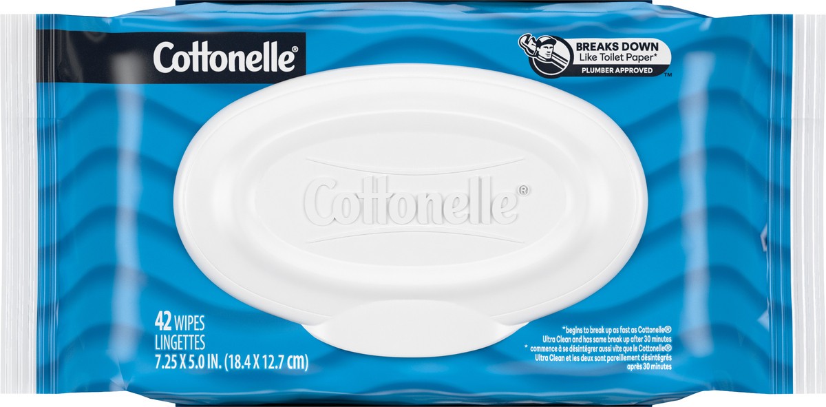 slide 9 of 9, Cottonelle Flushable Wet Wipes - 2pk/42ct, 84 ct