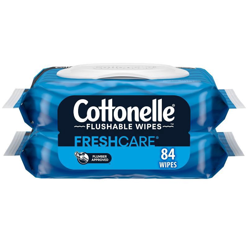 slide 1 of 9, Cottonelle Fresh Care Flushable Wet Wipes, Adult Wet Wipes, 2 Flip-Top Packs (42 Wipes per Pack), 84 Total Wipes, 2 ct