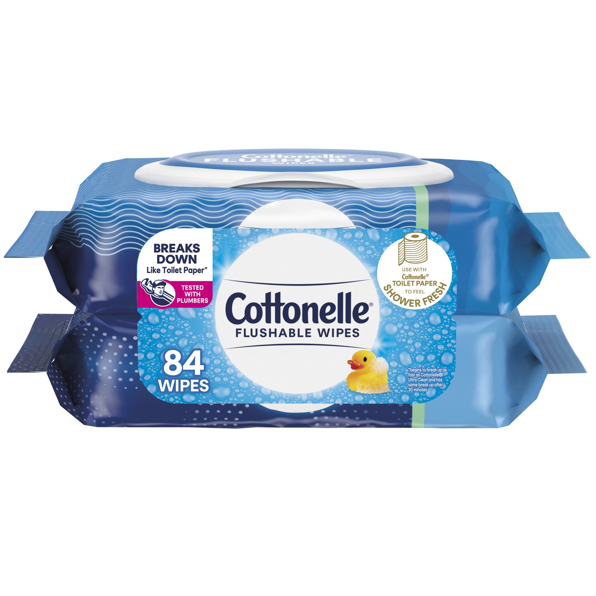 slide 1 of 9, Cottonelle Flushable Wet Wipes - 2pk/42ct, 84 ct