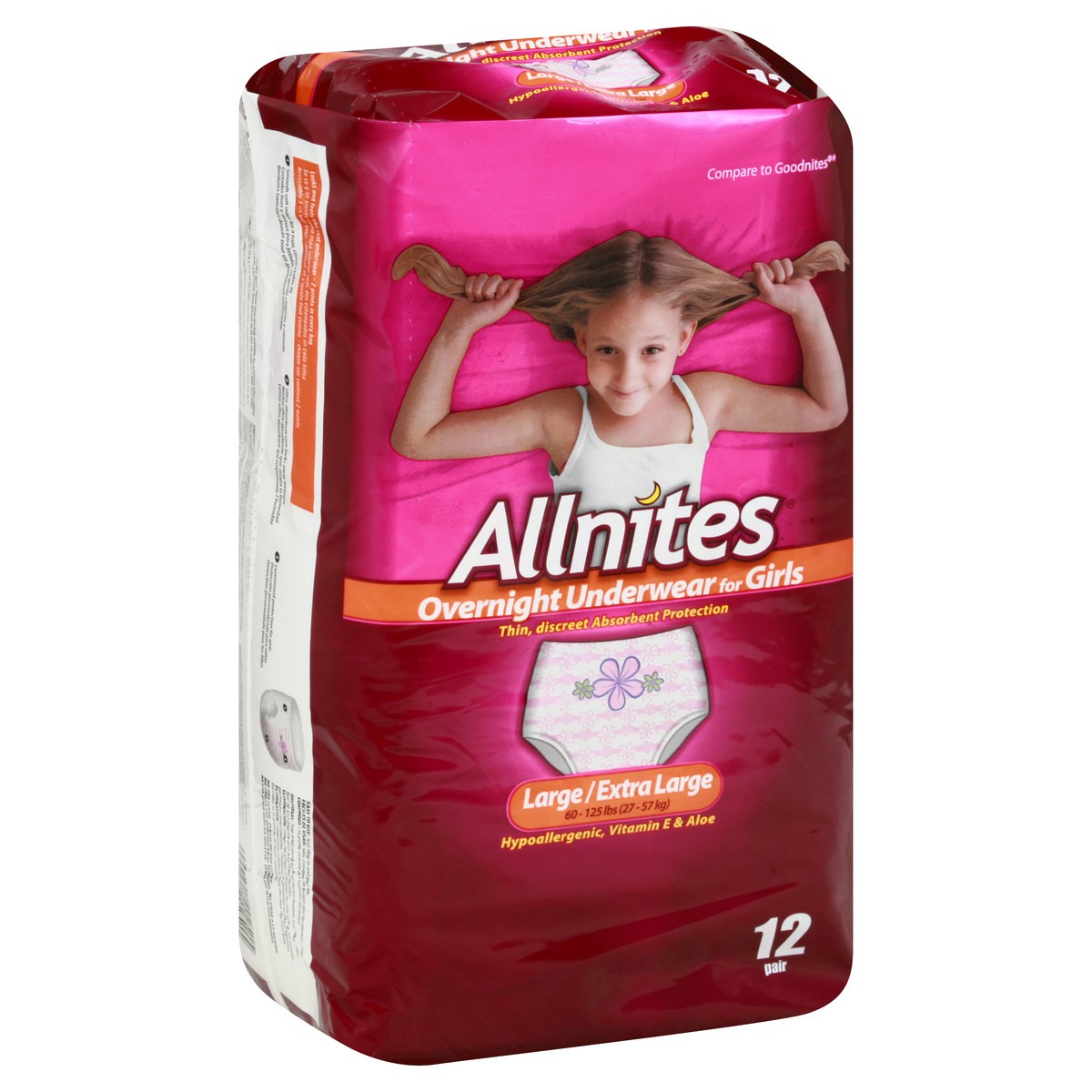 slide 2 of 9, Allnites For Girls Overnight Large/Extra Large Underwear 12 ea, 12 ct