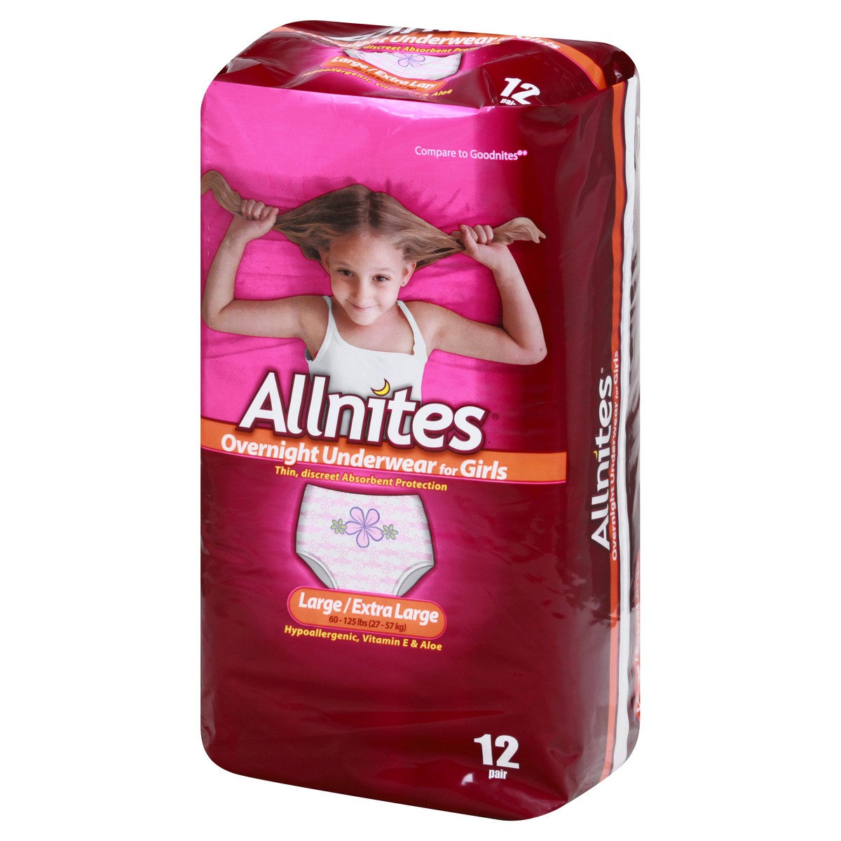 slide 8 of 9, Allnites For Girls Overnight Large/Extra Large Underwear 12 ea, 12 ct