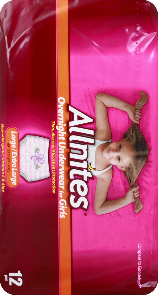 slide 5 of 9, Allnites For Girls Overnight Large/Extra Large Underwear 12 ea, 12 ct