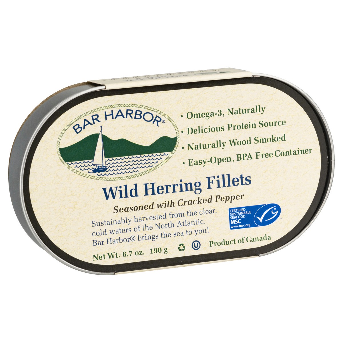 slide 2 of 9, Bar Harbor Wild Herring Fillets Seasoned With Cracked Pepper, 6.7 oz