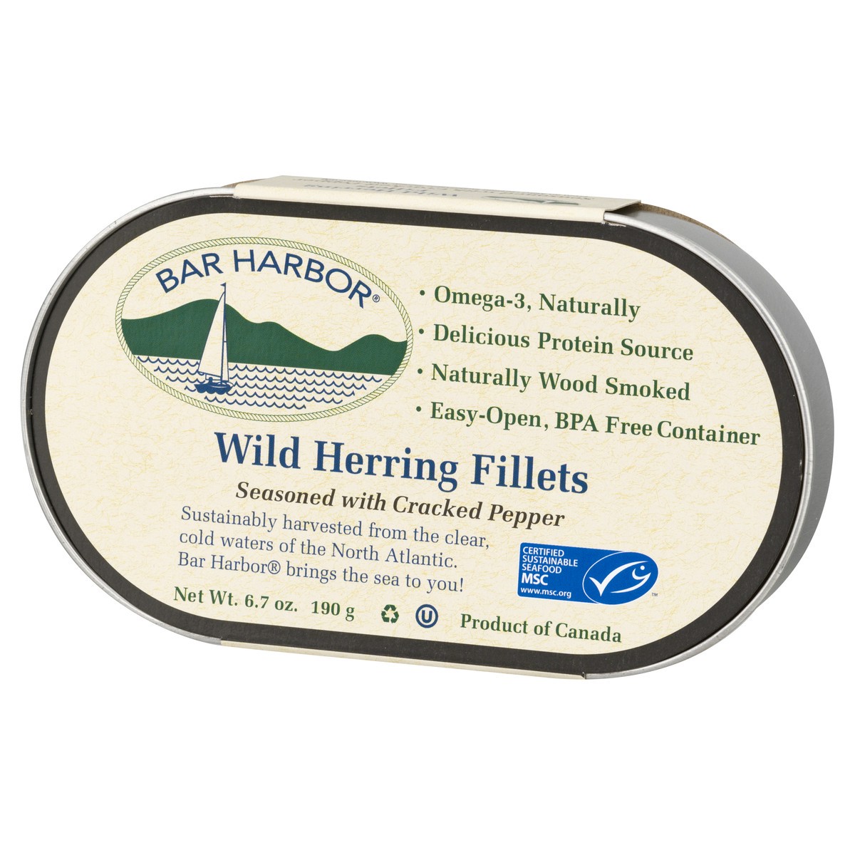 slide 7 of 9, Bar Harbor Wild Herring Fillets Seasoned With Cracked Pepper, 6.7 oz