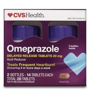 slide 1 of 1, CVS Health Omeprazole Acid Reducer, 28 ct; 20 mg