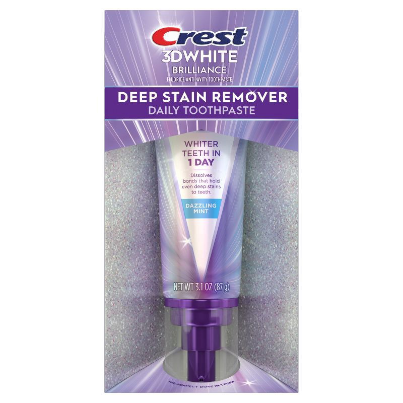 slide 9 of 12, Crest 3D White Deep Stain Remover Daily Toothpaste Dazzling Mint - 3.1oz, 3.1 oz