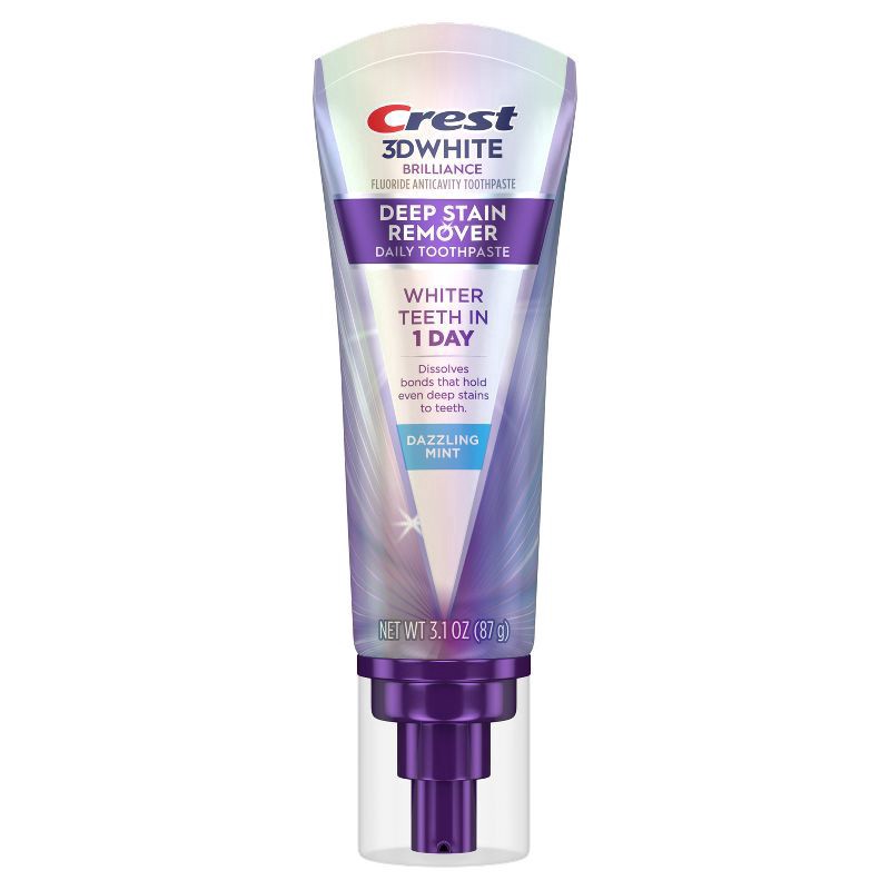 slide 6 of 12, Crest 3D White Deep Stain Remover Daily Toothpaste Dazzling Mint - 3.1oz, 3.1 oz