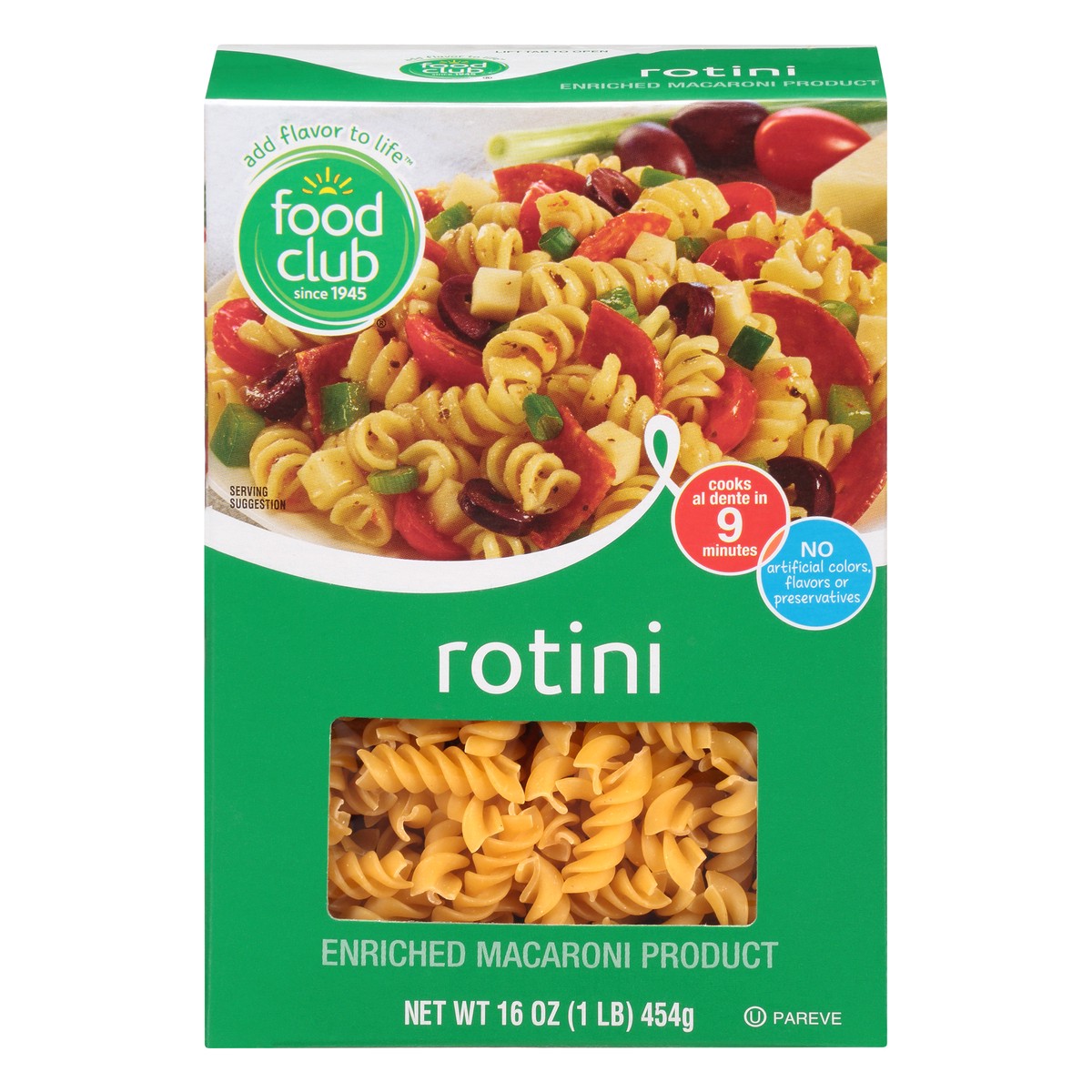 slide 1 of 1, Food Club Enriched Macaroni Product, Rotini, 16 oz