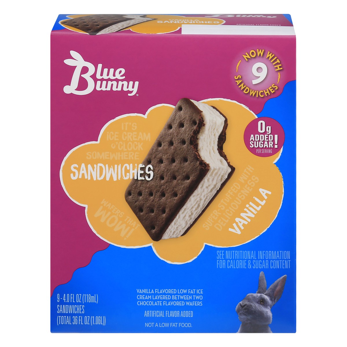 slide 1 of 13, Blue Bunny Vanilla Ice Cream Sandwiches 9.0 ea, 9 ct