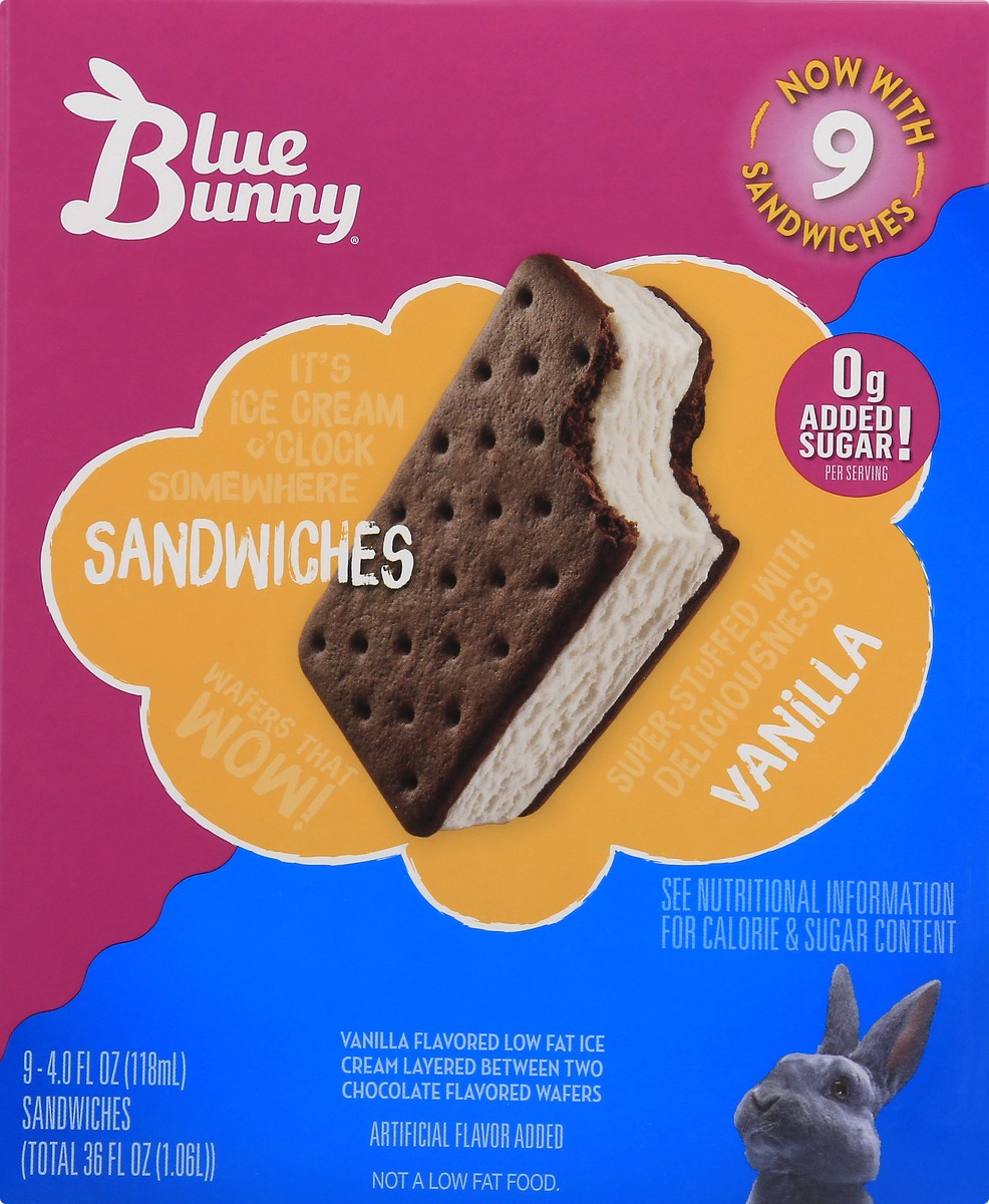 slide 8 of 13, Blue Bunny Vanilla Ice Cream Sandwiches 9.0 ea, 9 ct