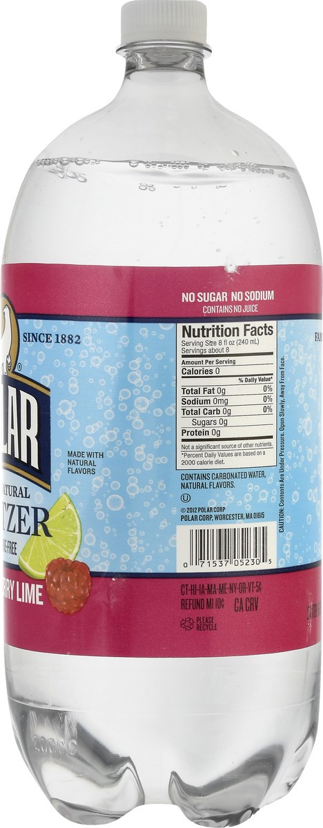 slide 11 of 13, Polar 100% Natural Raspberry Lime Seltzer 2 lt, 2 liter