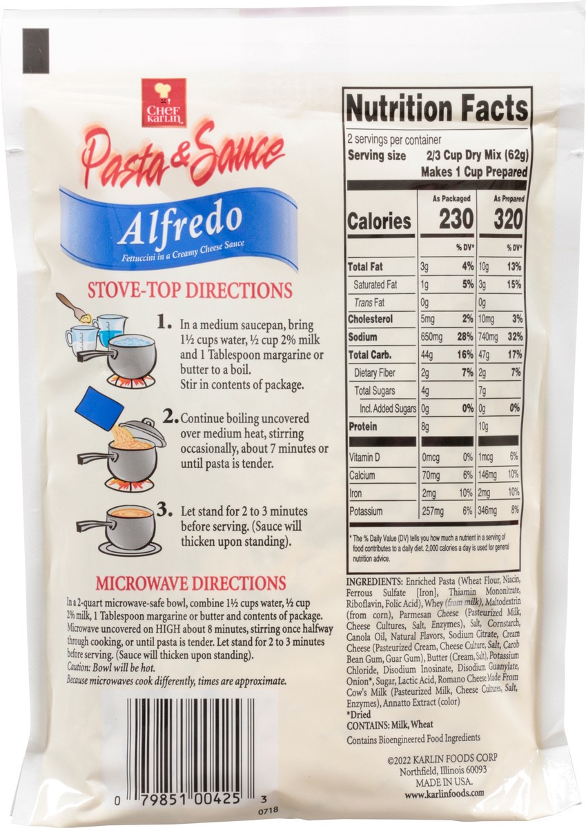 slide 12 of 13, Chef Karlin Alfredo Pasta & Sauce 4.4 oz, 4.4 oz