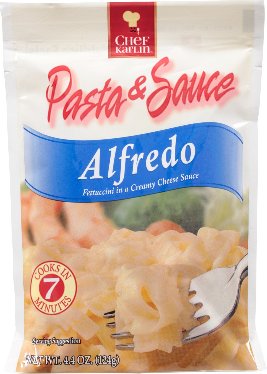 slide 2 of 13, Chef Karlin Alfredo Pasta & Sauce 4.4 oz, 4.4 oz