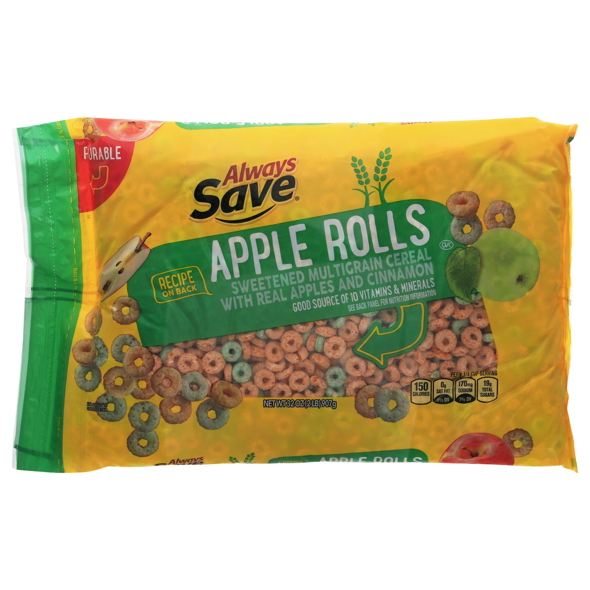 slide 1 of 1, Always Save Apple Rolls Bag Cereal, 32 oz