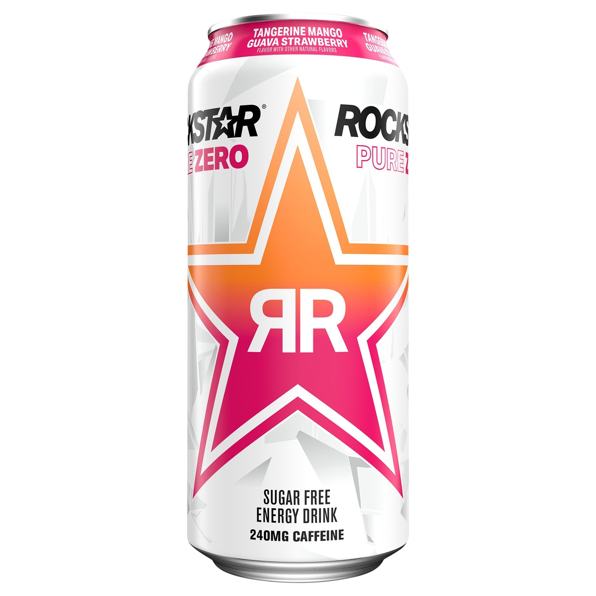 slide 1 of 1, Rockstar Pure Zero Sugar Free Energy Drink Tangerine Mango Guava Strawberry 16 Fl Oz, 16 oz