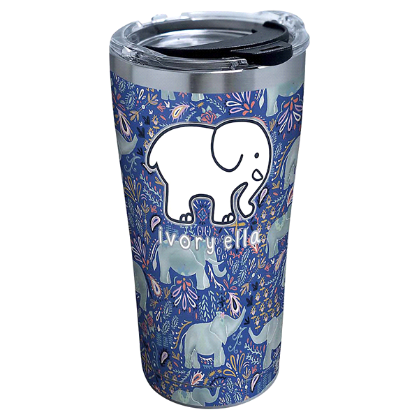 slide 1 of 1, Tervis Ivory Ella Paisley Elephant Stainless Tumbler with Travel Lid, 20 oz