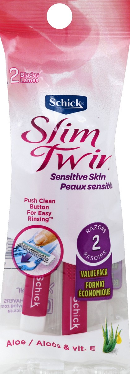 slide 2 of 2, Schick Slim Twin Women Senstive Razors, 2 ct