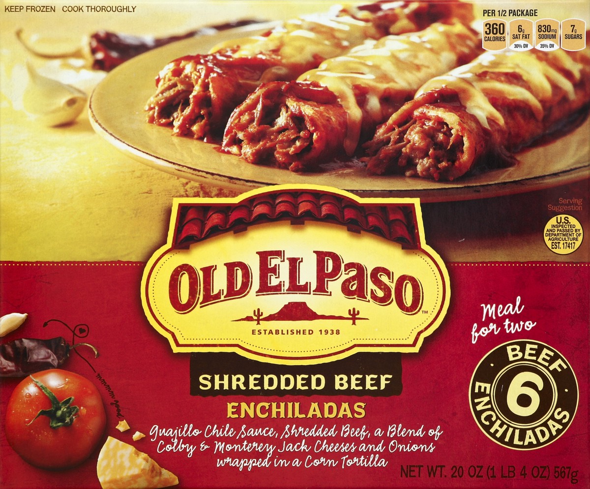 slide 5 of 6, Old El Paso Shredded Beef Enchiladas, 20 oz