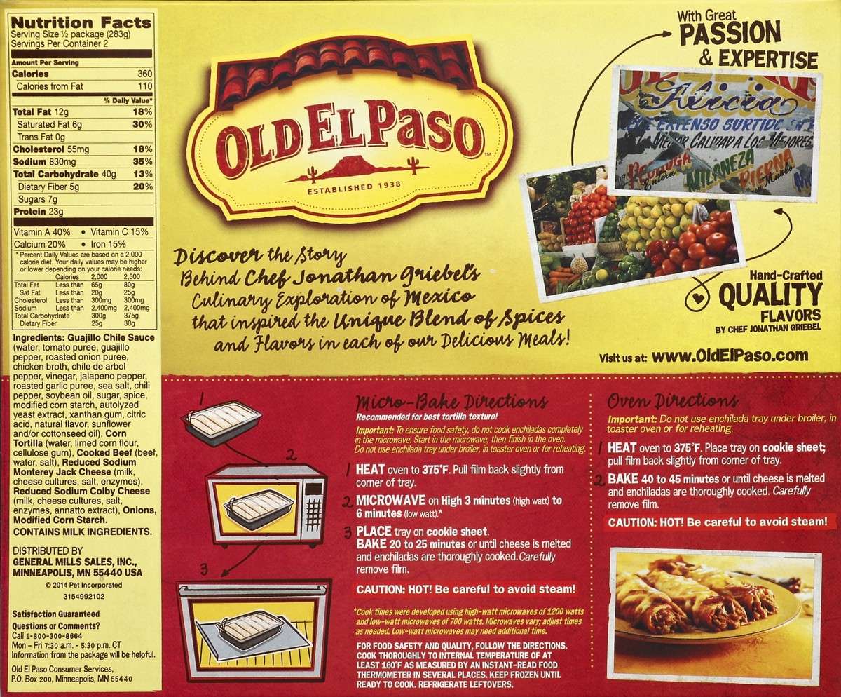 slide 6 of 6, Old El Paso Shredded Beef Enchiladas, 20 oz