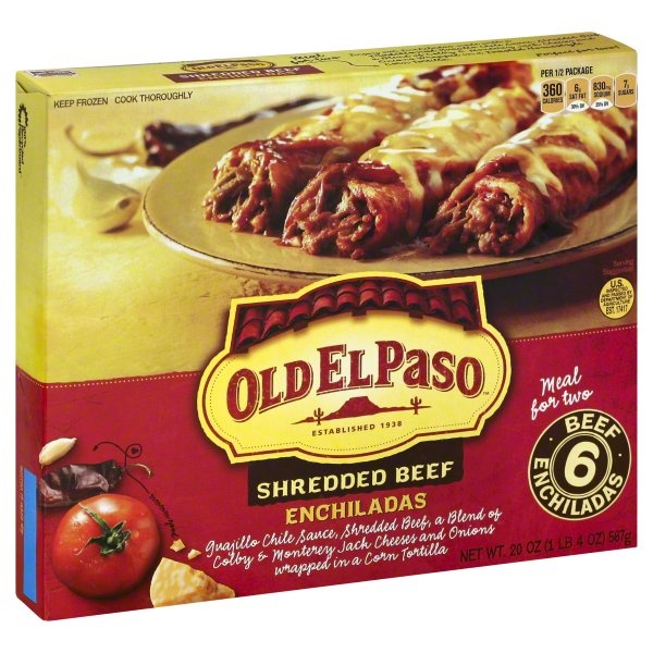 slide 1 of 6, Old El Paso Shredded Beef Enchiladas, 20 oz