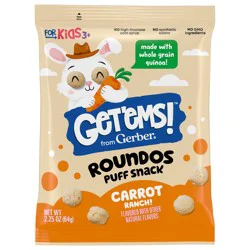 Gerber Get'ems! Carrot Ranch Roundos Puffs Snacks, Kids Snack Made with Whole Grain Quinoa, Calcium to Support Strong Bones